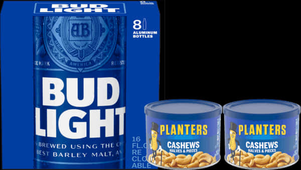 Bud Light Beerand Planters Cashews Packaging PNG image