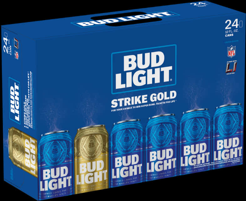 Bud Light Strike Gold24 Pack Promotion PNG image