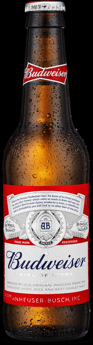 Budweiser Beer Bottle Condensation PNG image