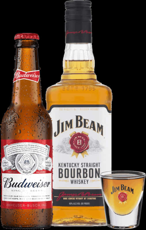 Budweiser Beerand Jim Beam Bourbon PNG image