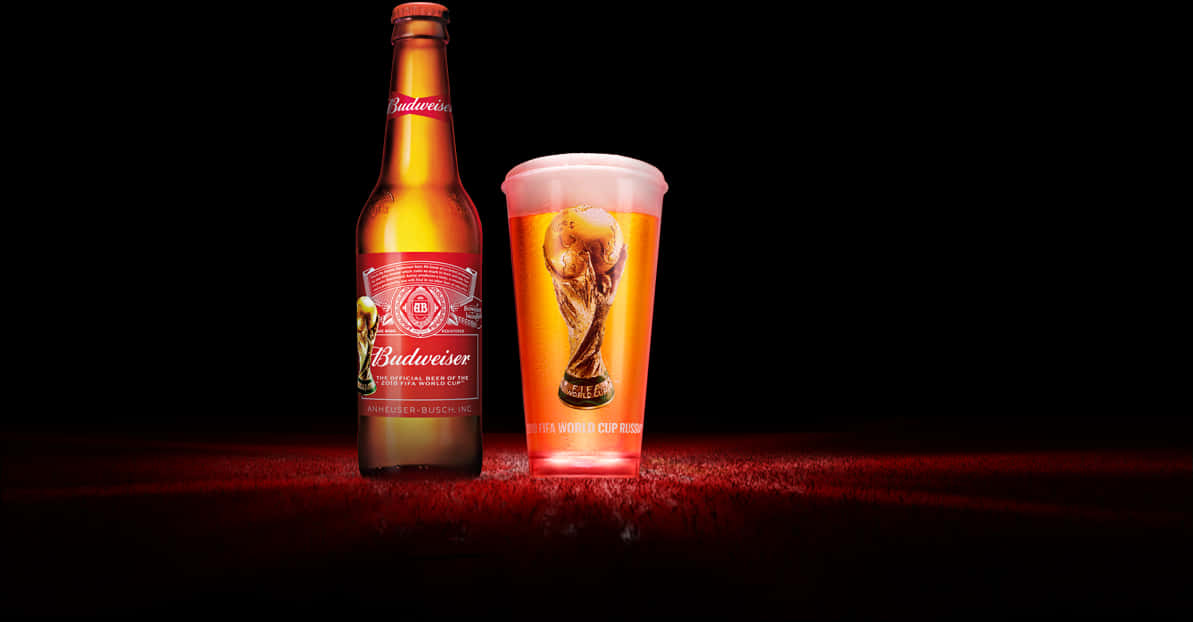 Budweiser Bottleand World Cup Glass PNG image