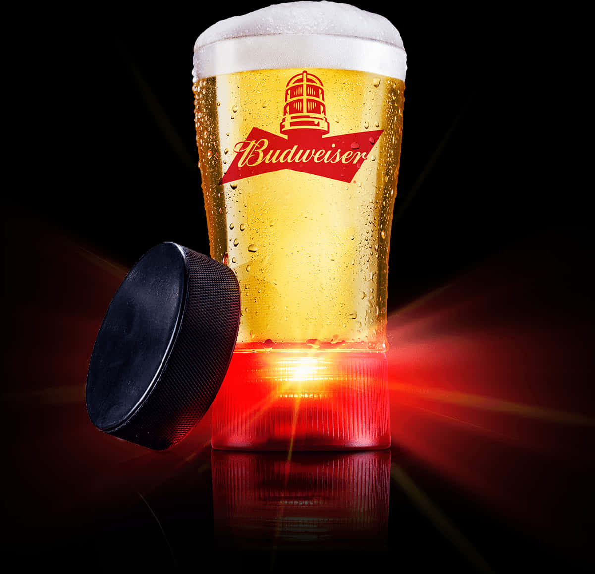 Budweiser Hockey Puck Glass PNG image