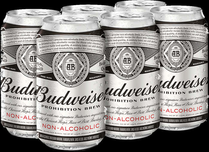 Budweiser Prohibition Brew Non Alcoholic Cans PNG image