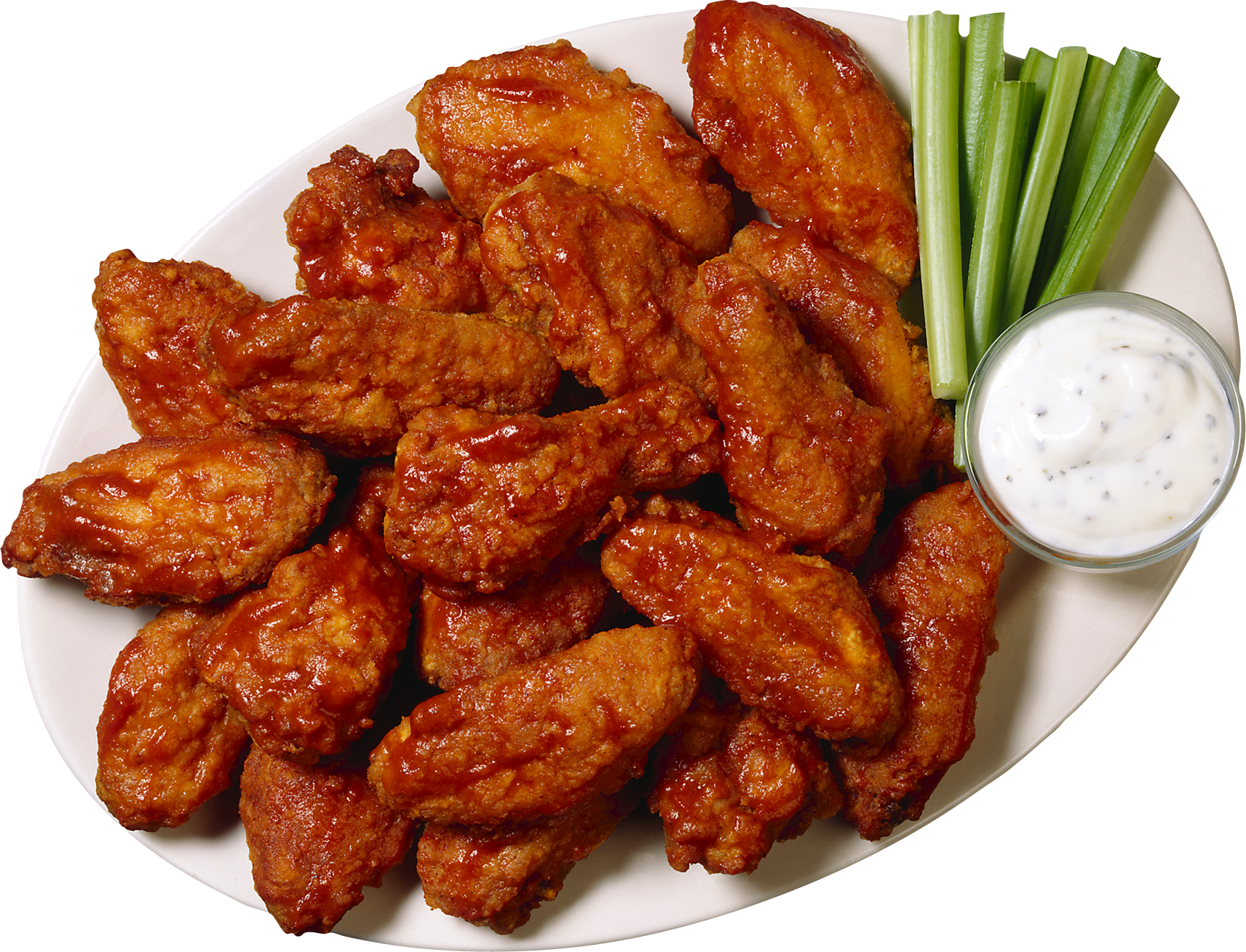 Buffalo Wings Plate With Dip PNG image
