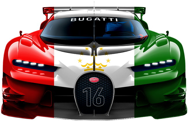 Bugatti Chiron Tajikistan Flag Livery PNG image