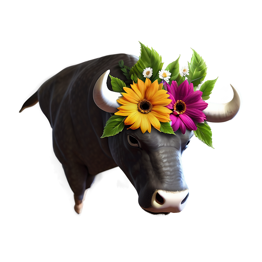 Bull Head With Flowers Png Kei29 PNG image