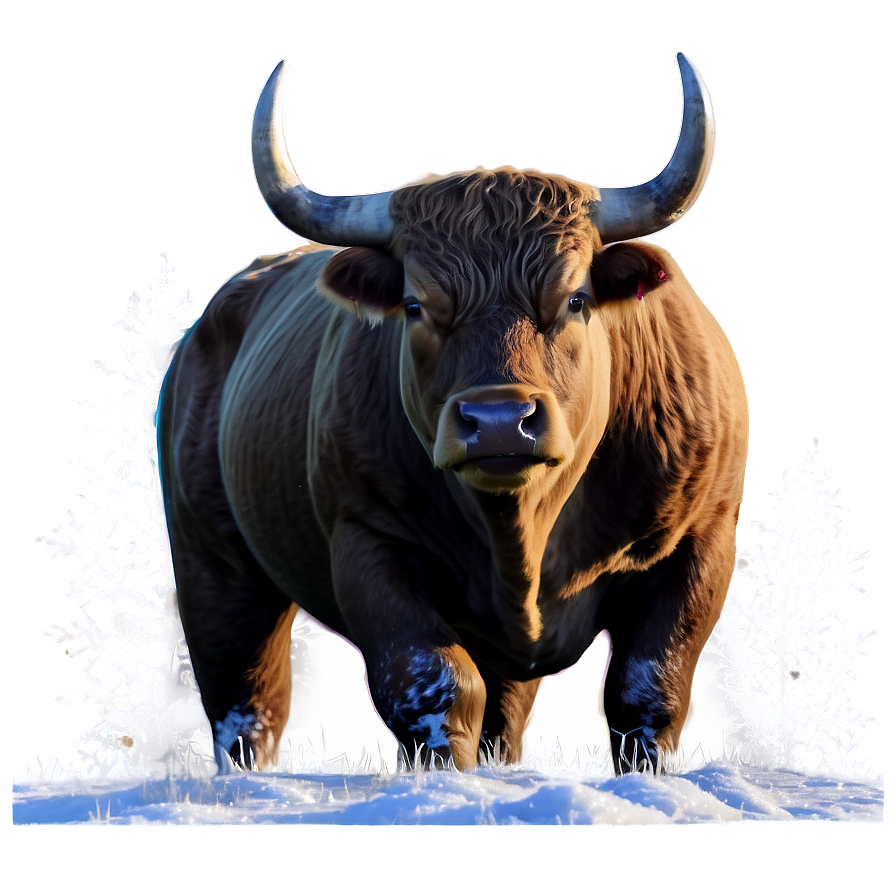 Bull In Snow Scene Png Xgr PNG image