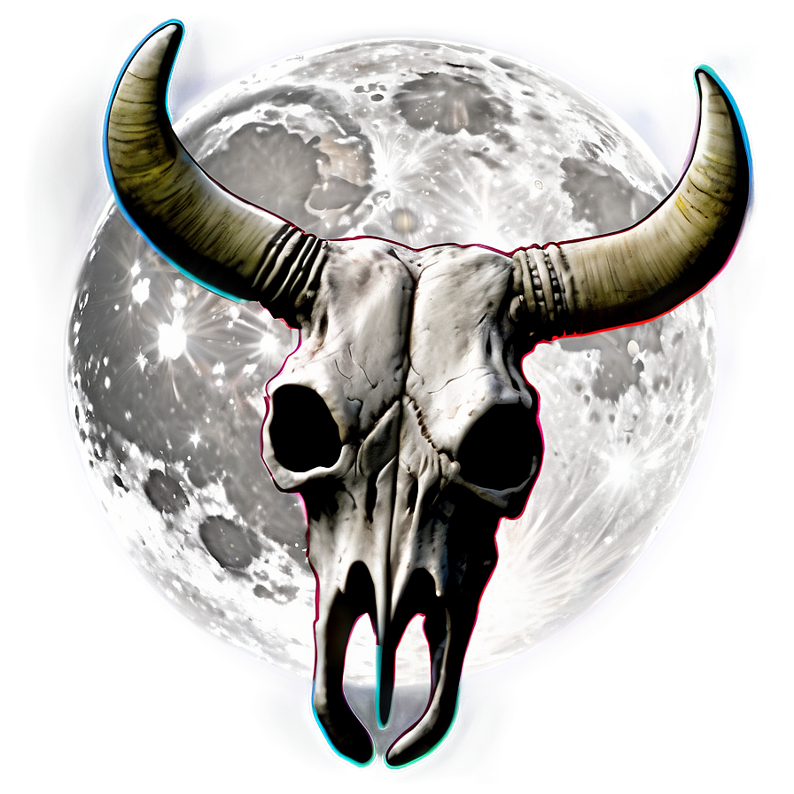 Bull Skull And Full Moon Png Hok PNG image