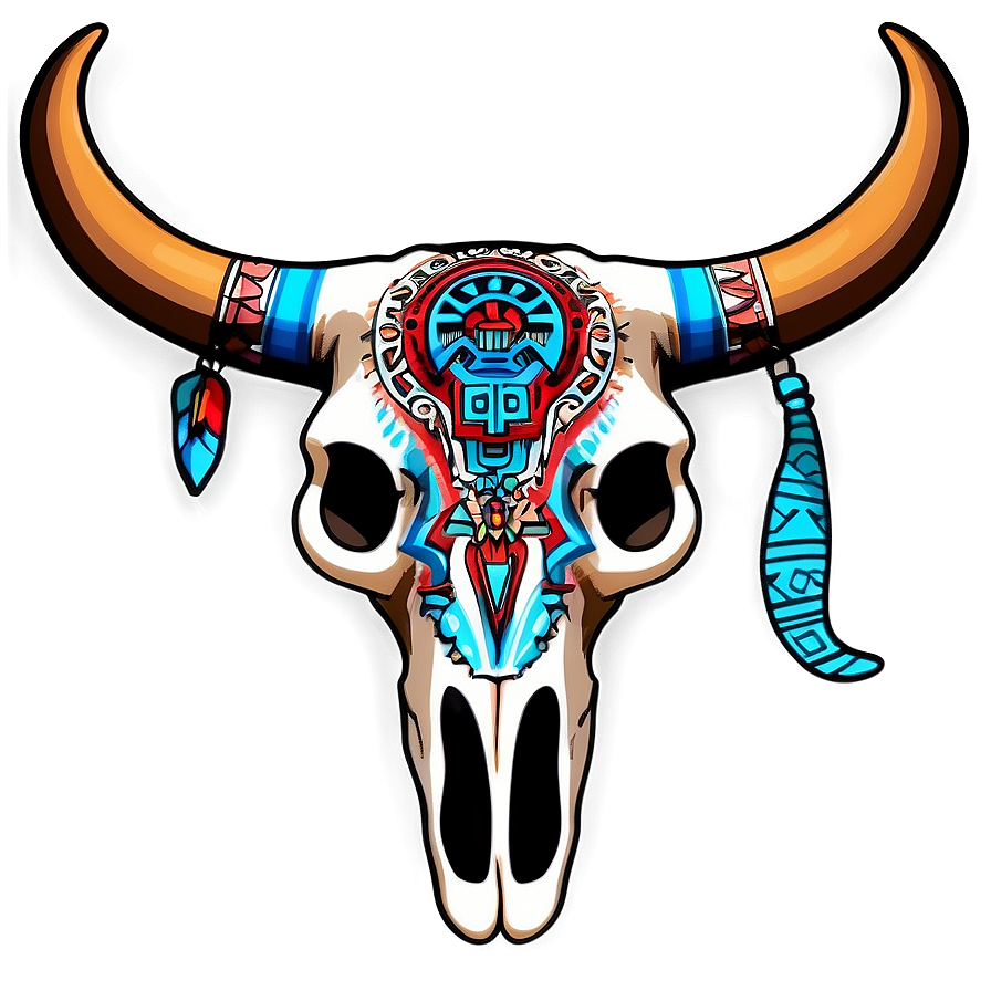 Bull Skull With Aztec Patterns Png Wef PNG image