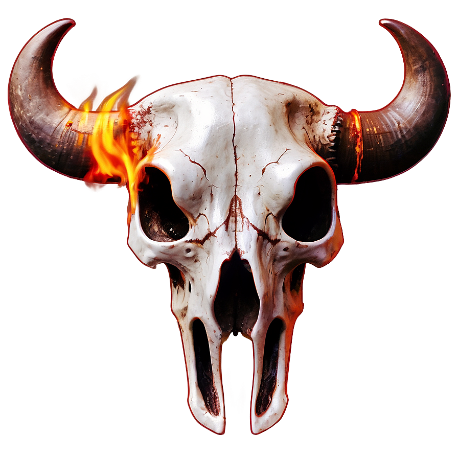 Bull Skull With Fire Png 06122024 PNG image