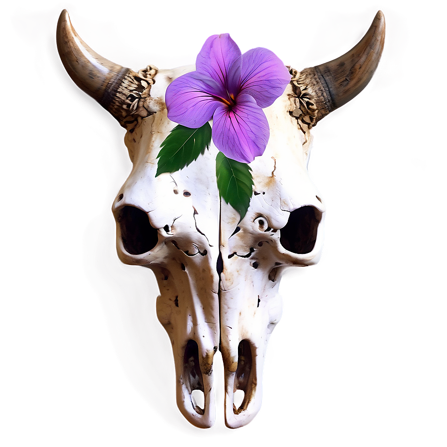 Bull Skull With Flowers Png 06122024 PNG image