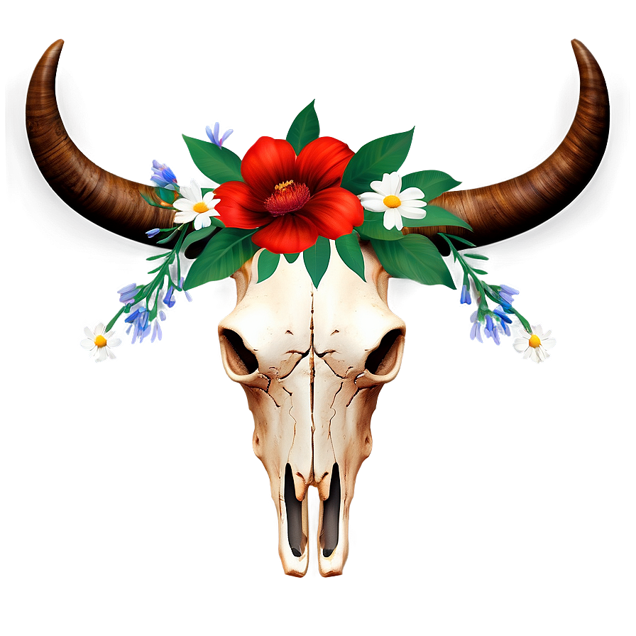 Bull Skull With Flowers Png 52 PNG image