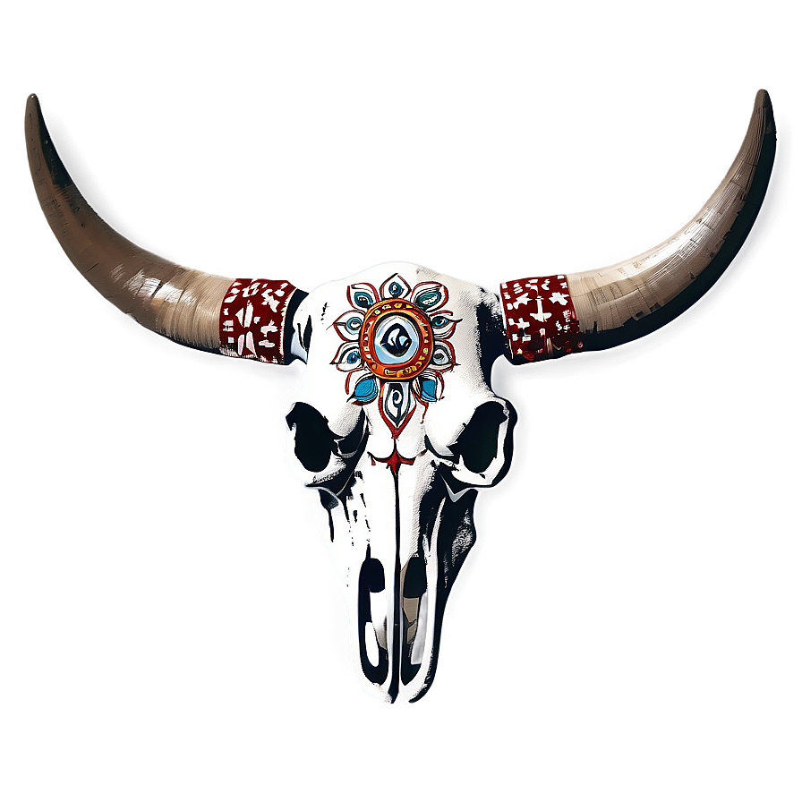 Bull Skull With Indian Motifs Png 06122024 PNG image