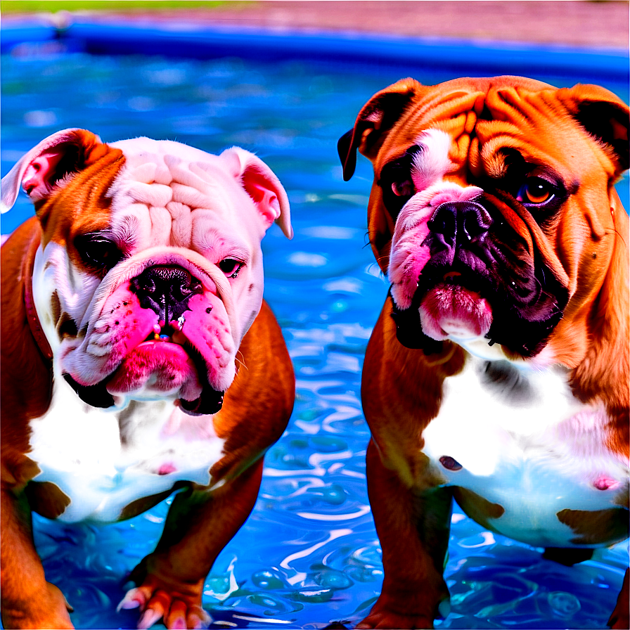 Bulldogs In A Pool Party Png 06252024 PNG image