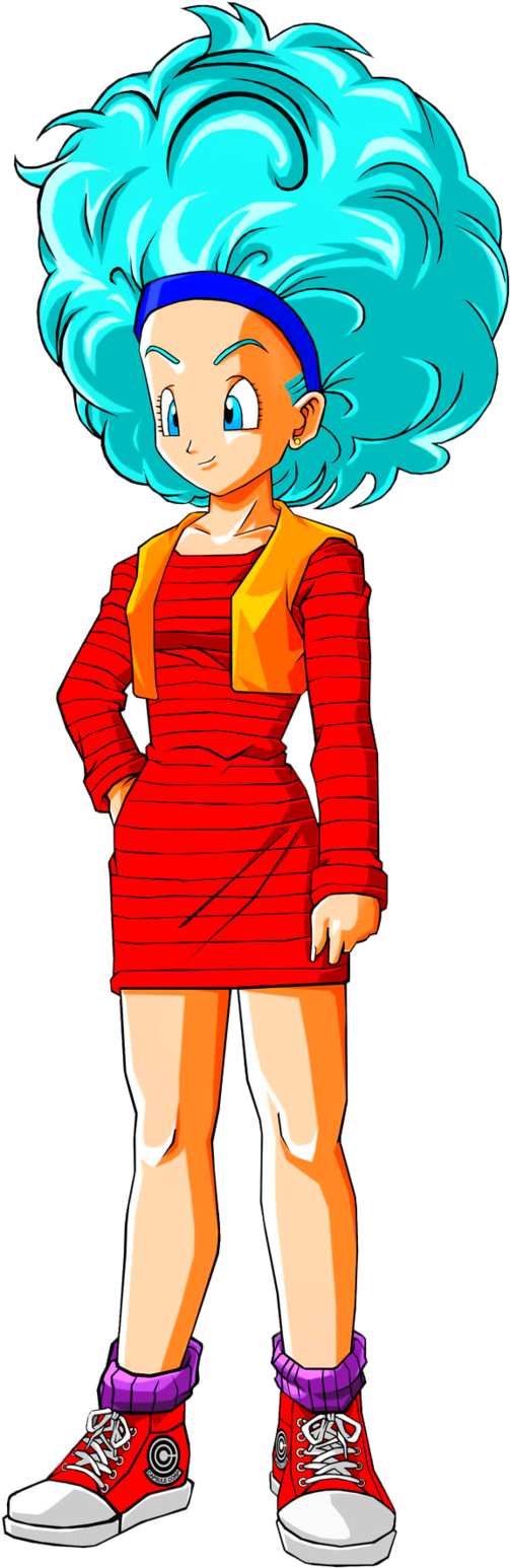 Bulma Blue Hair Confident Stance PNG image