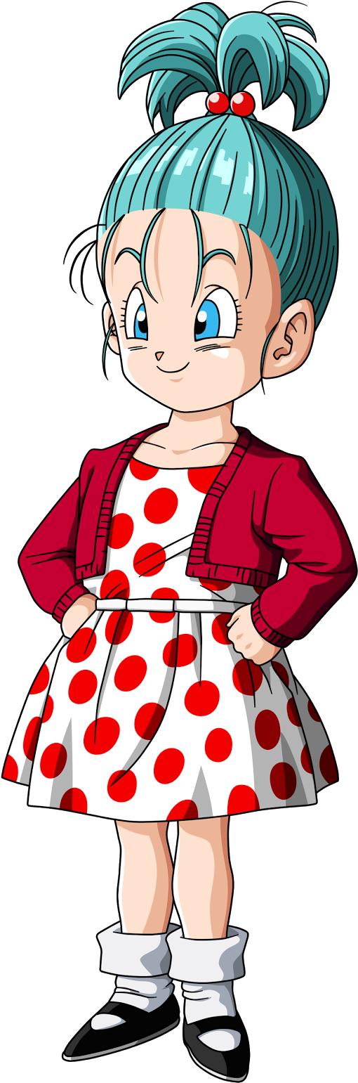 Bulma Character Red White Polka Dot Dress PNG image
