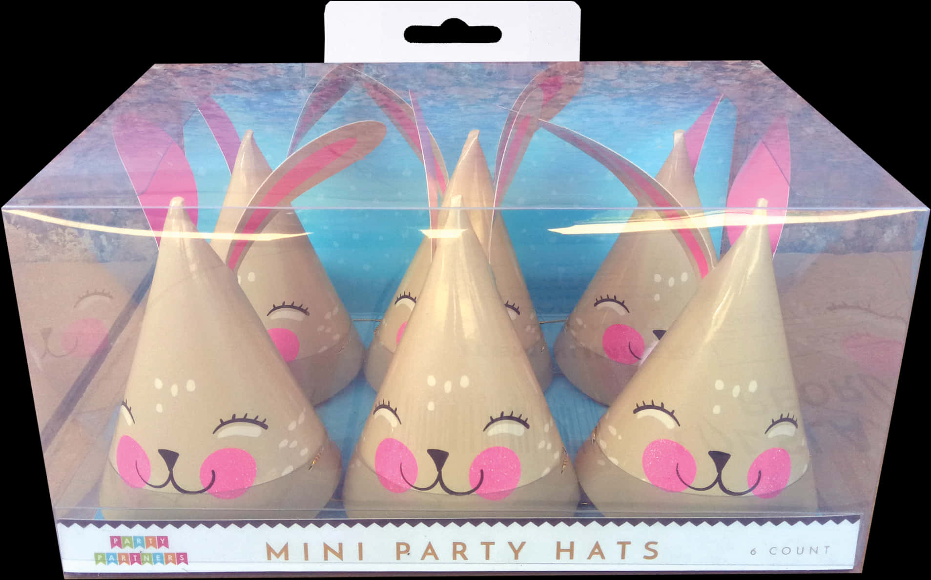 Bunny Design Mini Party Hats Packaging PNG image