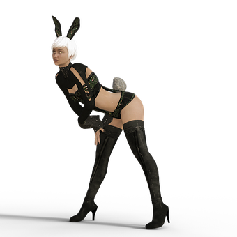 Bunny_ Ears_ Fashion_ Pose PNG image