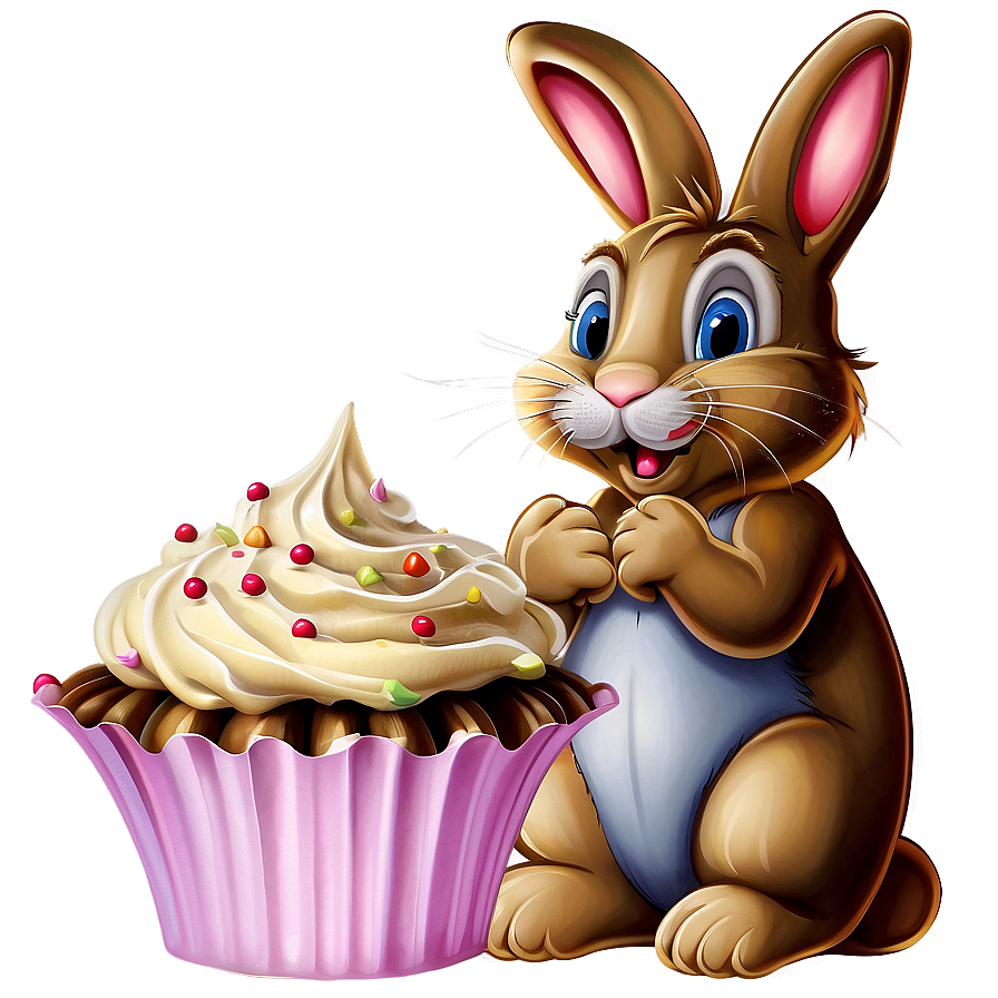 Bunny With Cupcake Png 05212024 PNG image