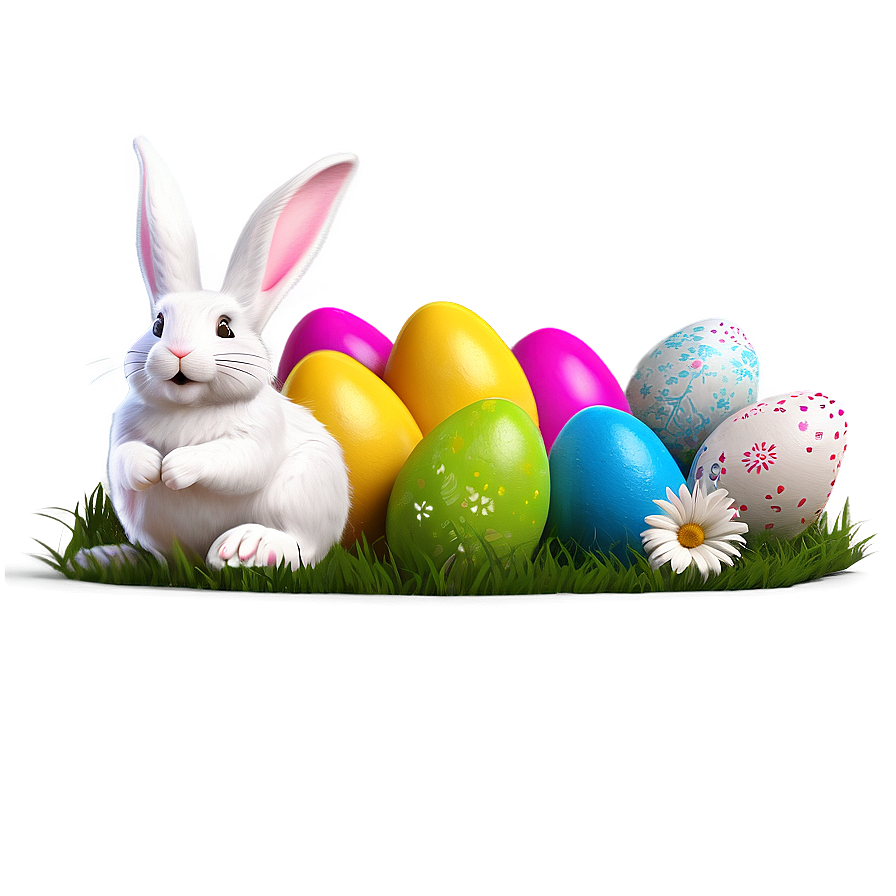 Bunny With Easter Eggs Png Qxj PNG image