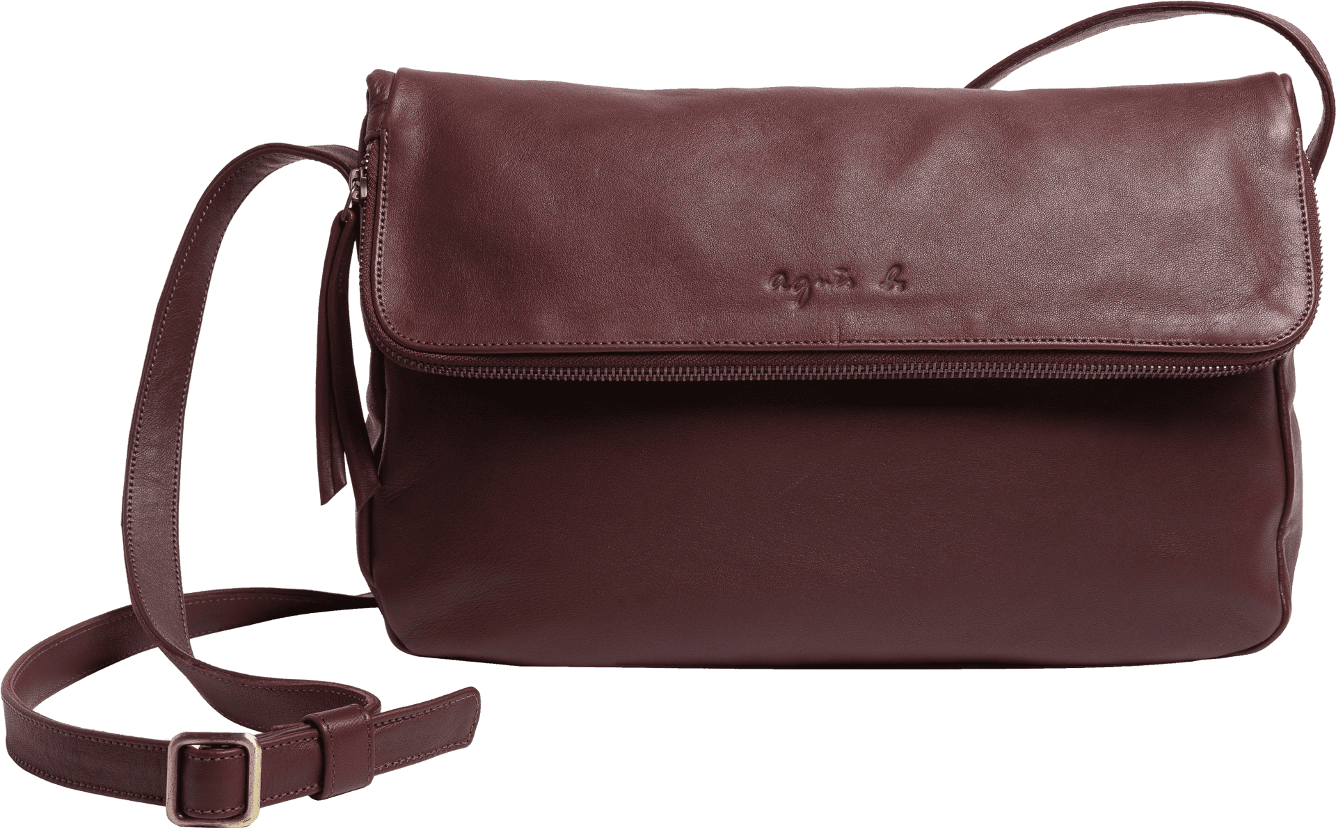 Burgundy Leather Crossbody Bag PNG image