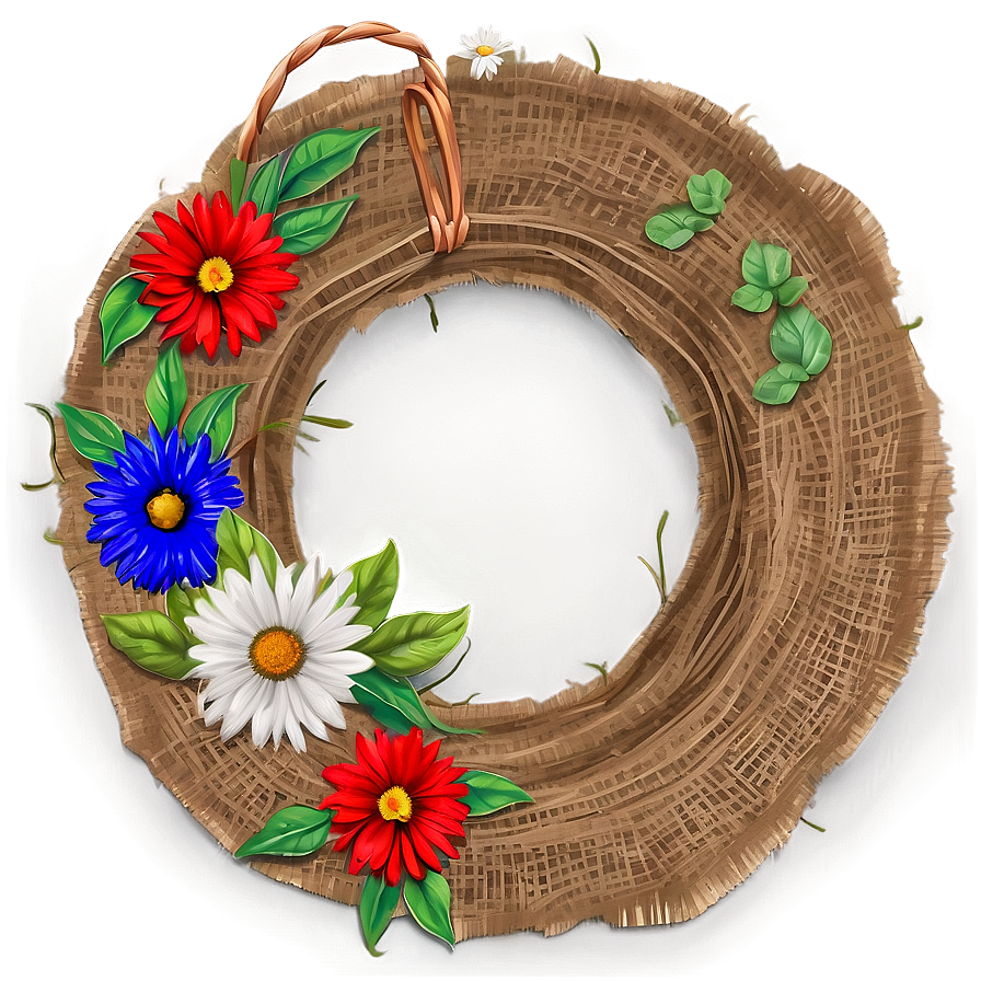 Burlap Country Wreath Png 05242024 PNG image