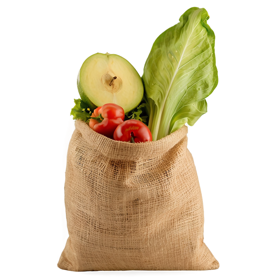 Burlap Grocery Bag Png 06132024 PNG image