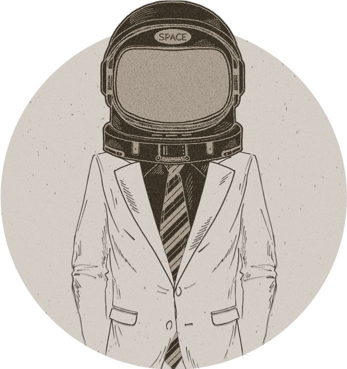 Business Suited Spaceman Illustration PNG image