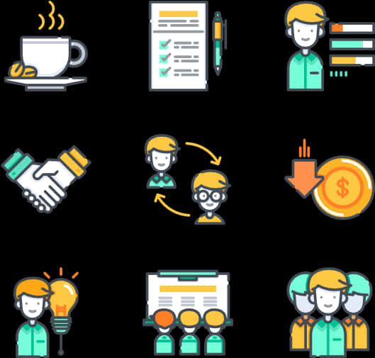 Business Teamwork Icons Set PNG image