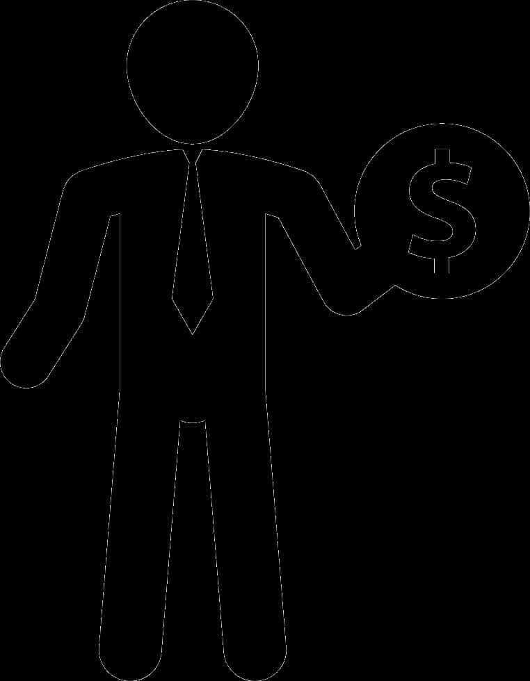 Businessman Holding Dollar Sign Icon PNG image