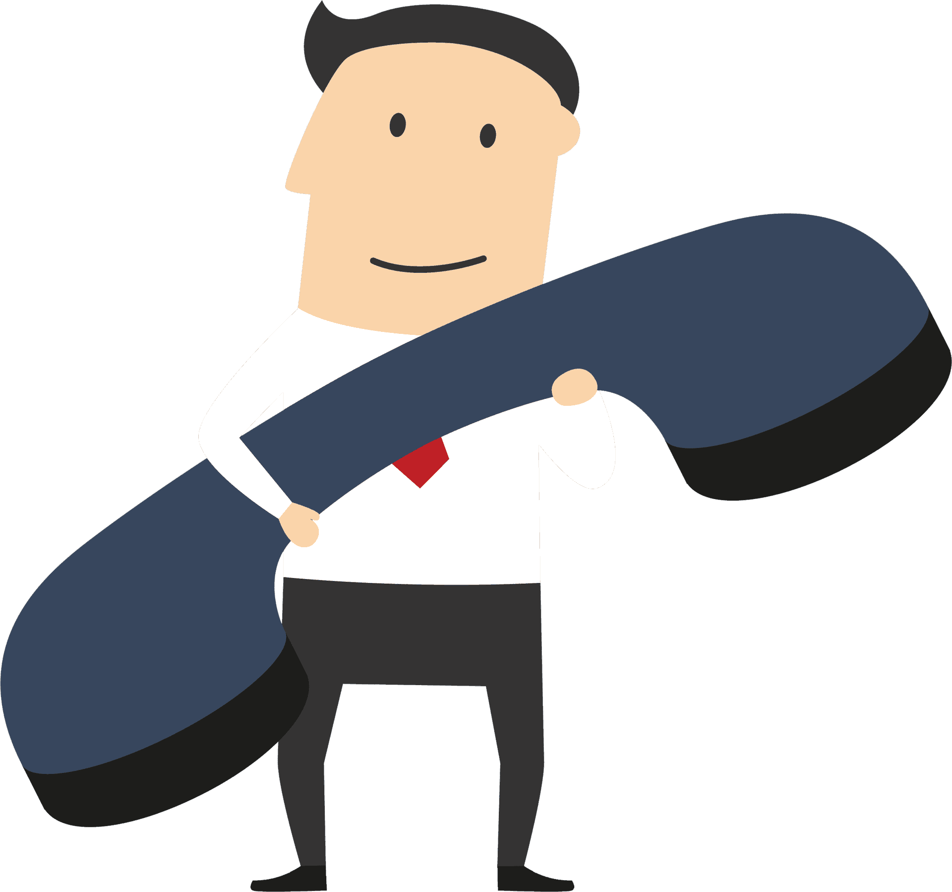 Businessman Holding Giant Phone Clipart PNG image