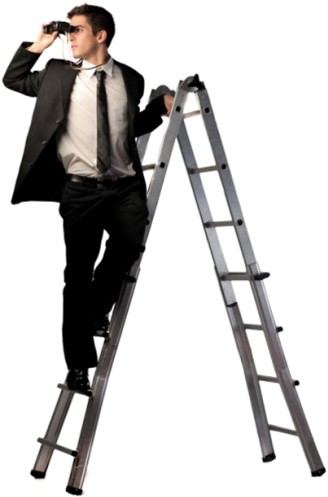 Businessman Lookout Ladder PNG image