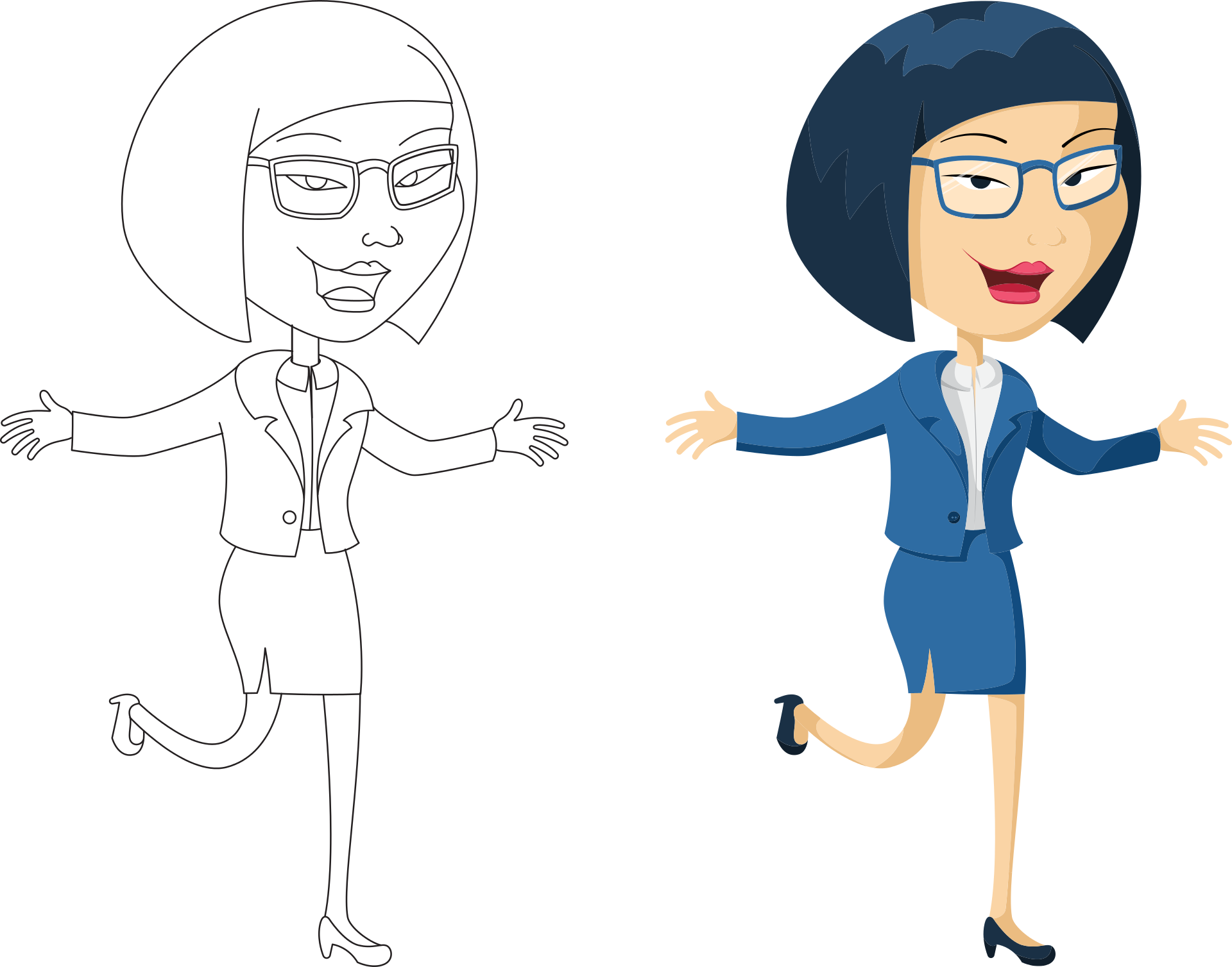 Businesswoman Cartoon Character Progression PNG image