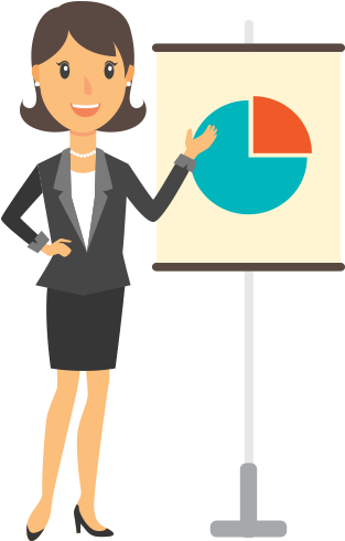 Businesswoman Presentation Pie Chart PNG image