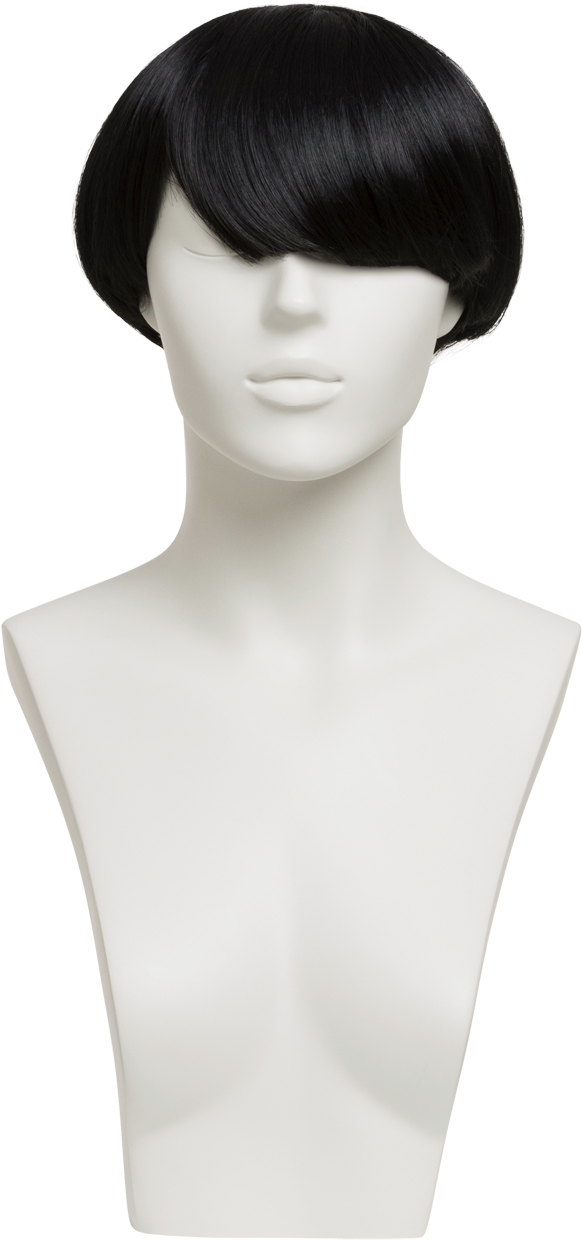 Bust Mannequinwith Black Wig PNG image