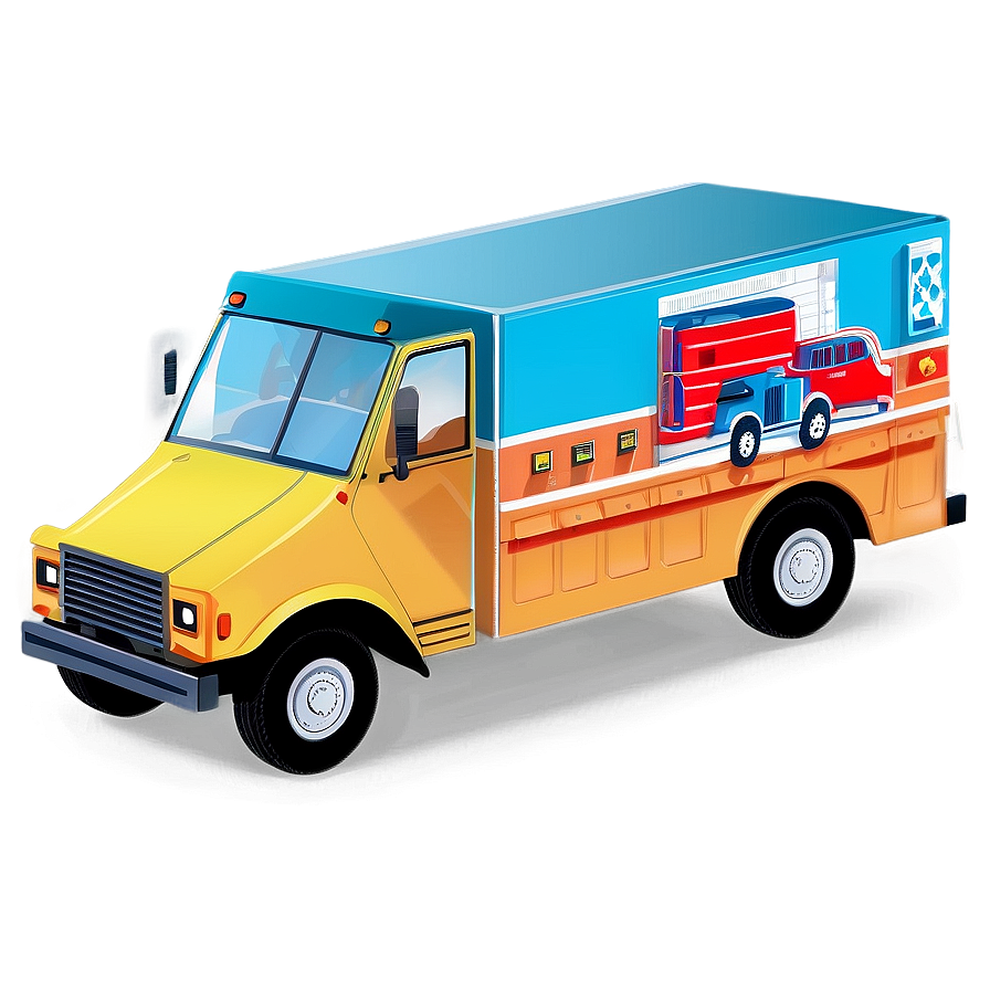 Busy City Mail Truck Scene Png Vrg PNG image