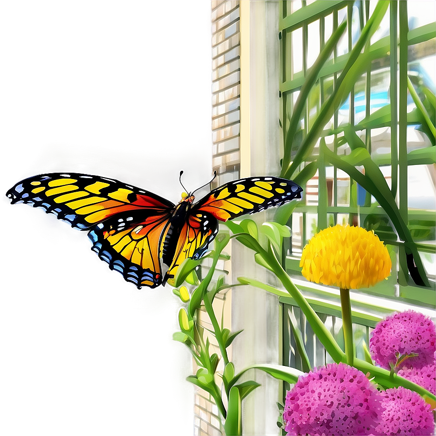 Butterfly Garden Scene Png 04292024 PNG image