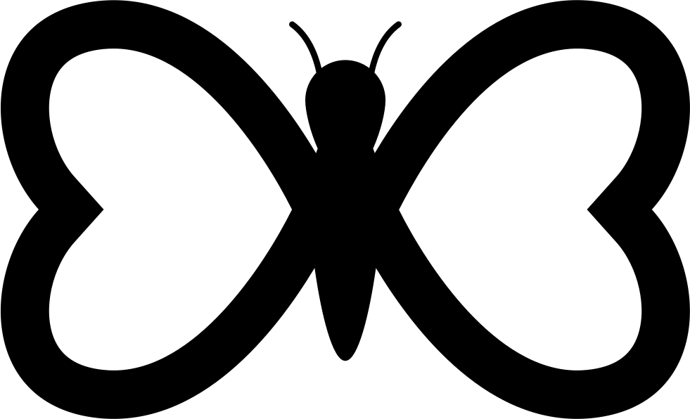 Butterfly Heart Silhouette Blackand White PNG image