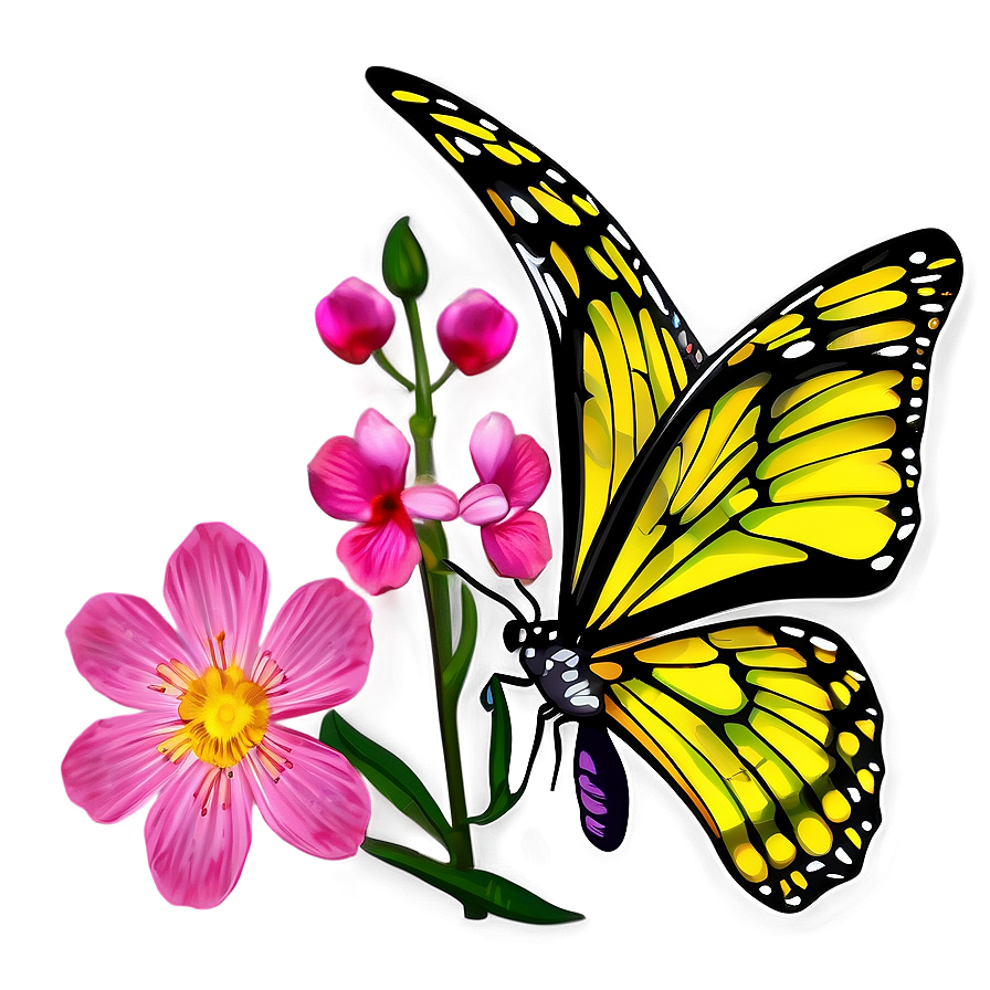 Butterfly Outline With Flowers Png 05252024 PNG image