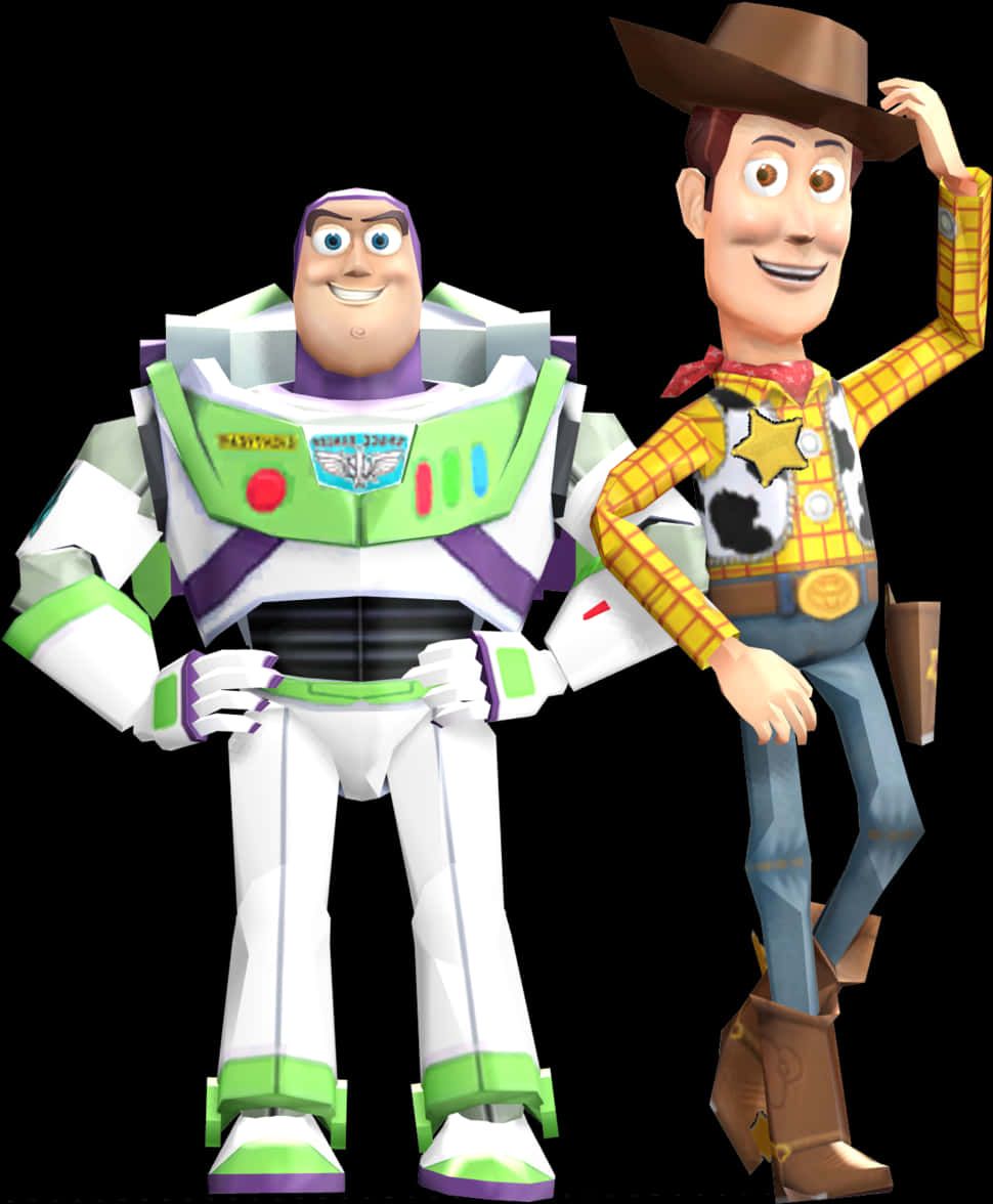Buzz Lightyearand Woody Toy Story Characters PNG image