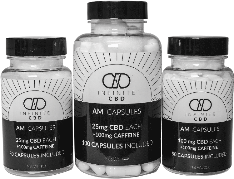 C B D Caffeine Capsules Product Range PNG image