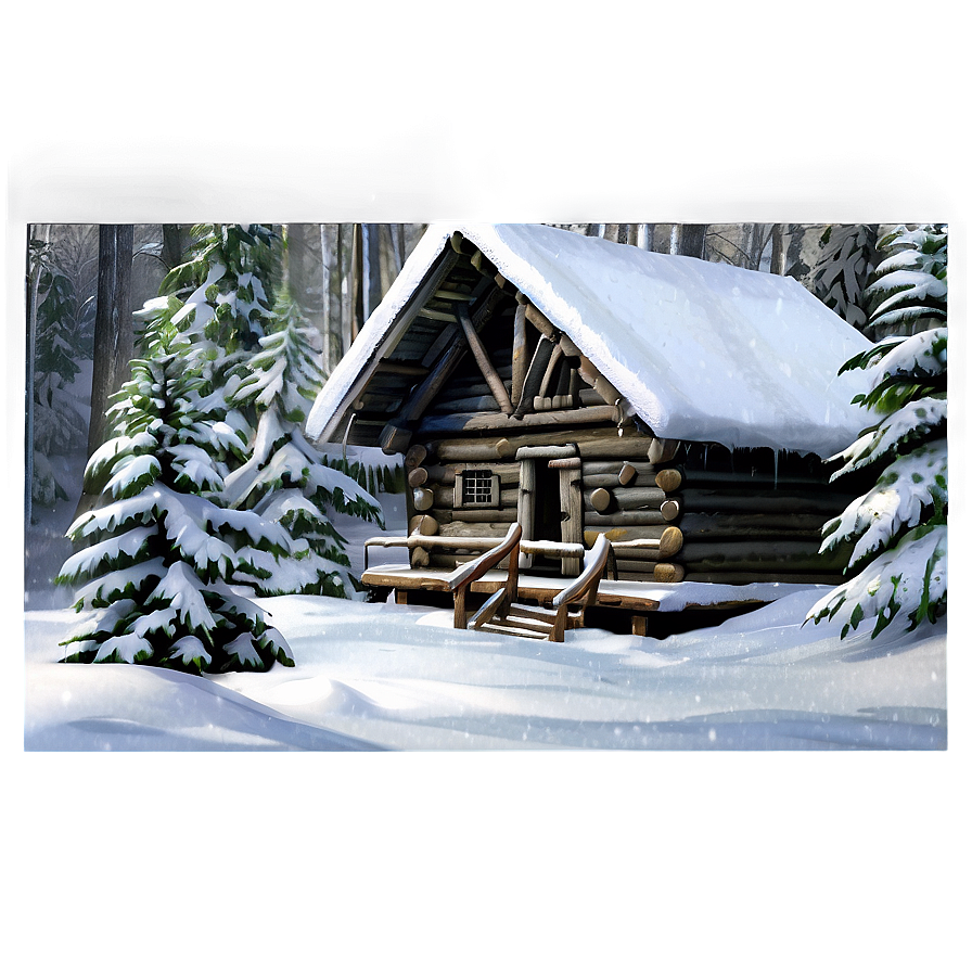 Cabin In Snowy Forest Png Axj72 PNG image