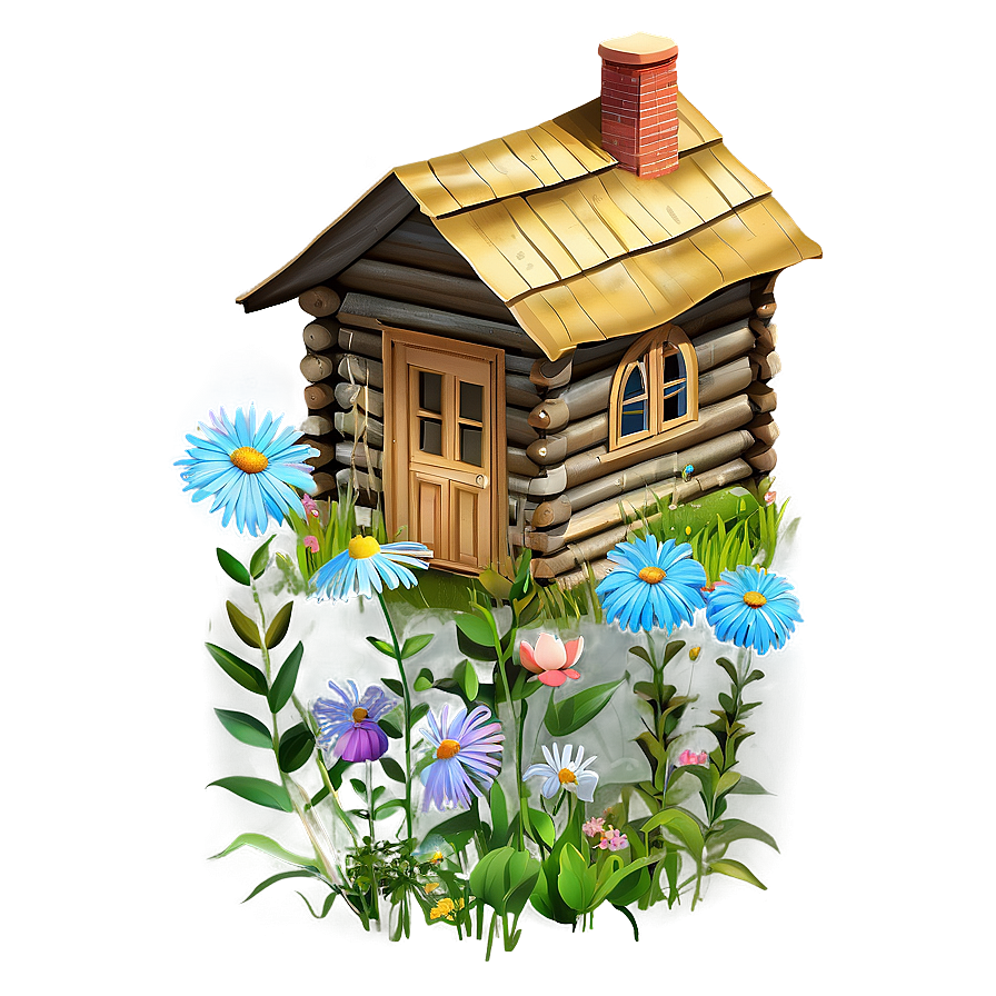 Cabin Surrounded By Wildflowers Png 05242024 PNG image