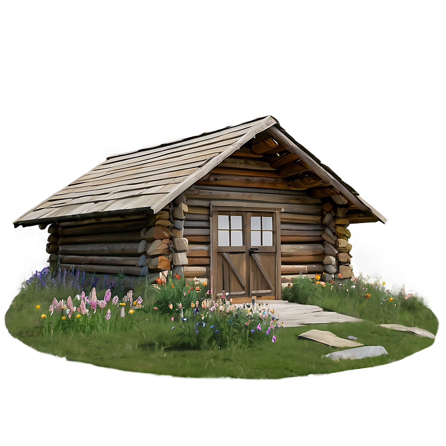 Cabin Surrounded By Wildflowers Png 30 PNG image