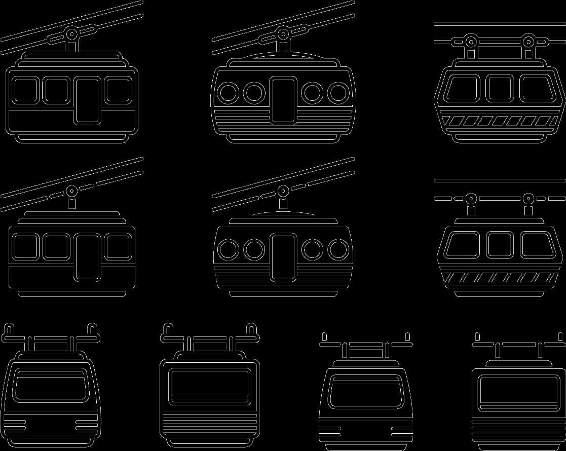 Cable Car Vector Set PNG image