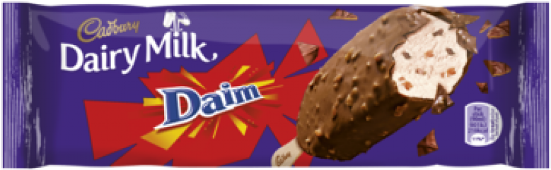 Cadbury Dairy Milk Daim Ice Cream Bar Packaging PNG image