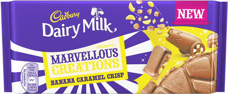 Cadbury Dairy Milk Marvellous Creations Banana Caramel Crisp PNG image