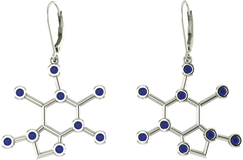 Caffeine Molecule Earrings PNG image