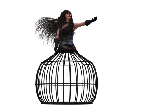 Caged Woman Artistic Representation PNG image