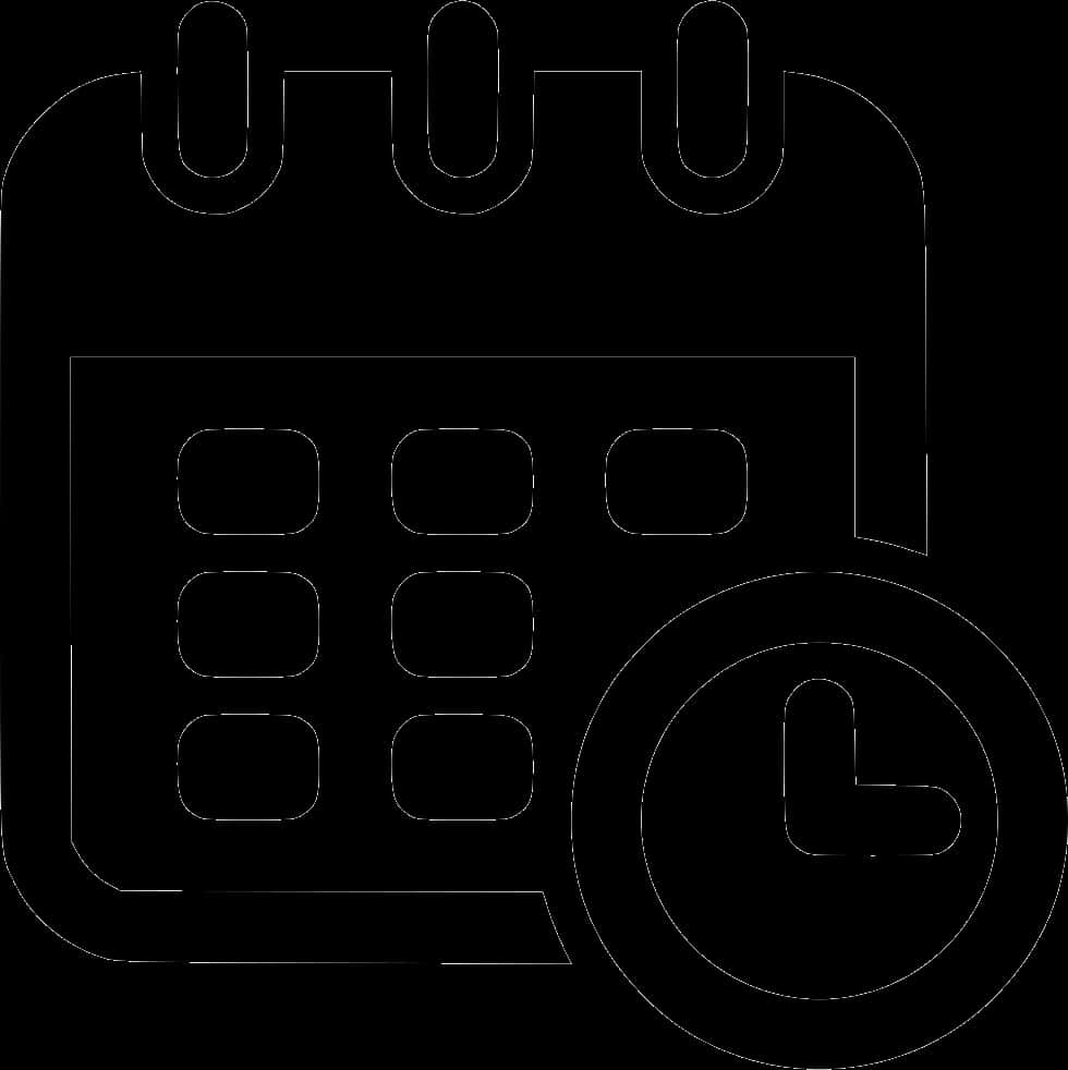 Calendar Clock Icon Blackand White PNG image